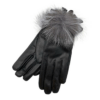 Δερμάτινα γυναικεία γάντια με γούνα Μαύρο 820