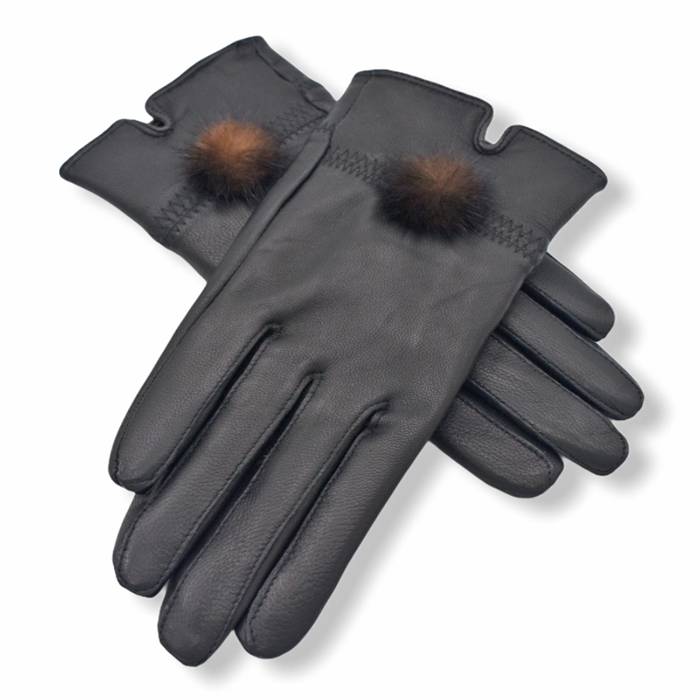 Δερμάτινα γυναικεία γάντια Μαύρο 20-26