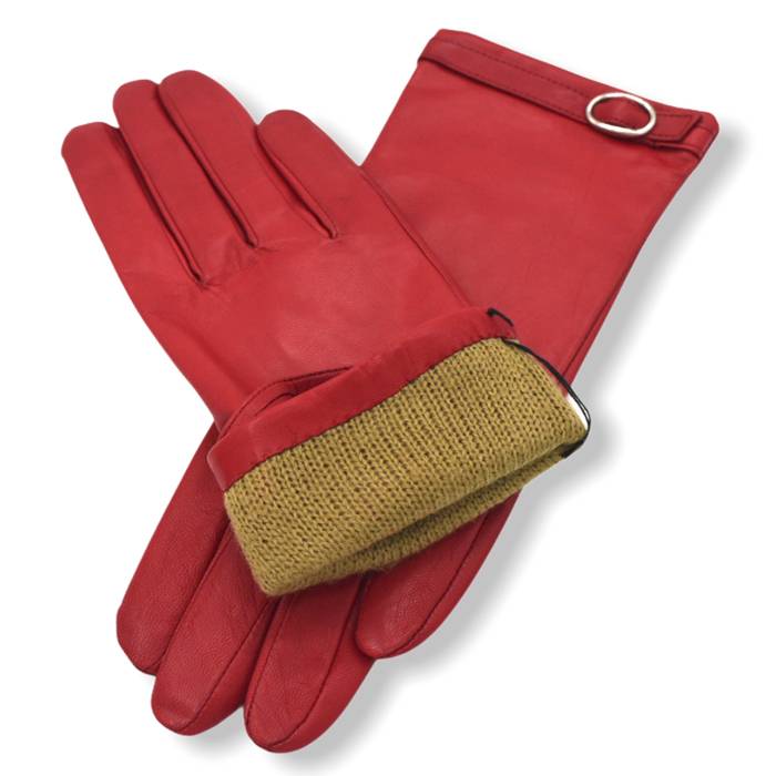Δερμάτινα γυναικεία γάντια Κόκκινο 20-13