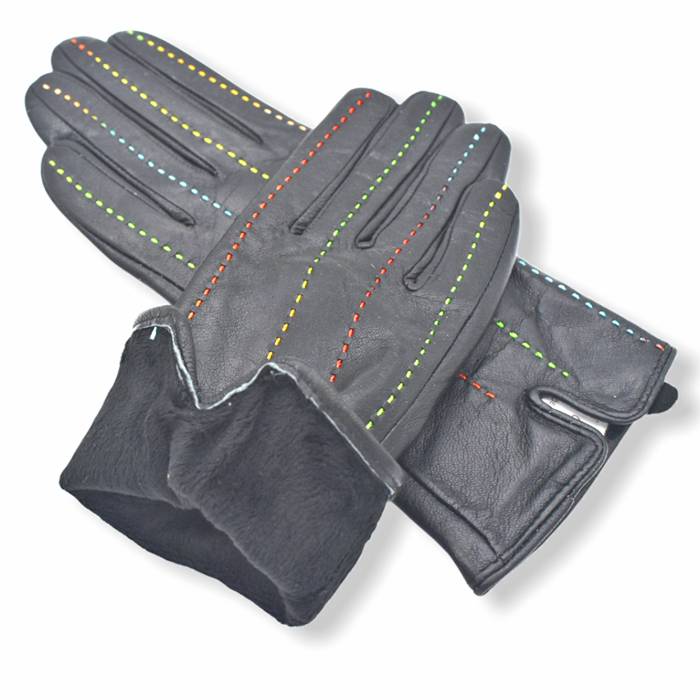Δερμάτινα γυναικεία γάντια Μαύρο-Χρώμα 20-15