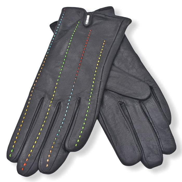 Δερμάτινα γυναικεία γάντια Μαύρο-Χρώμα 20-15