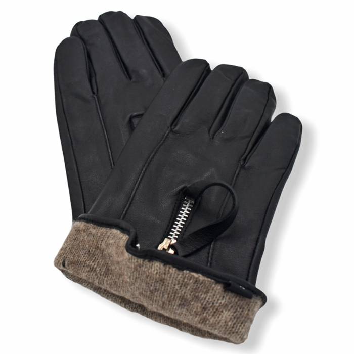 Δερμάτινα ανδρικά γάντια Μαύρο 6022