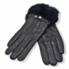 Δερμάτινα γυναικεία γάντια Μαύρο Γούνα  12014