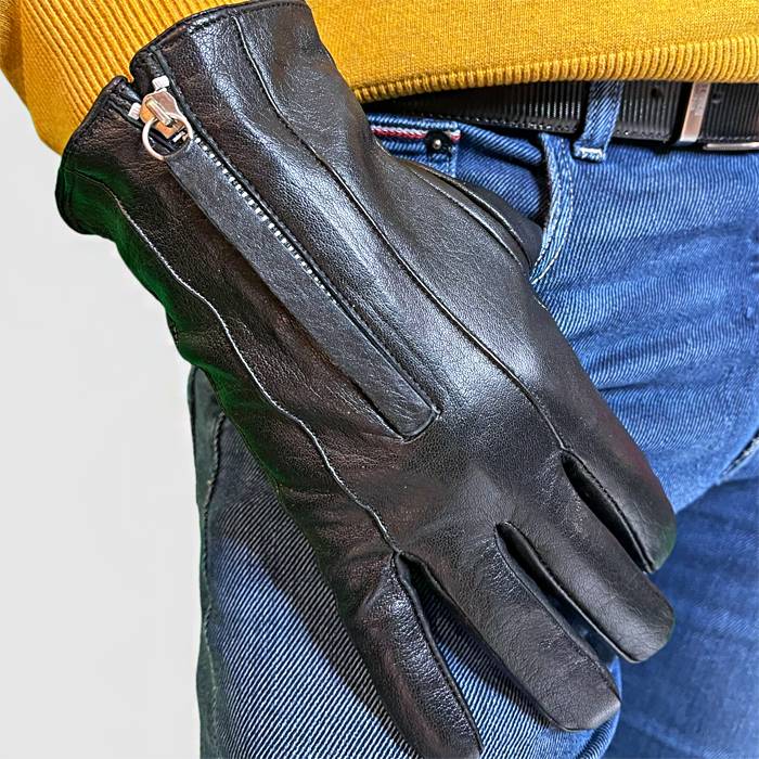 Δερμάτινα ανδρικά γάντια Μαύρο 263