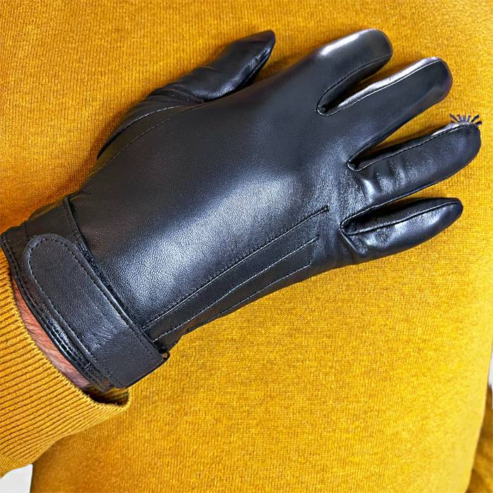 Δερμάτινα ανδρικά γάντια Μαύρο 20-47