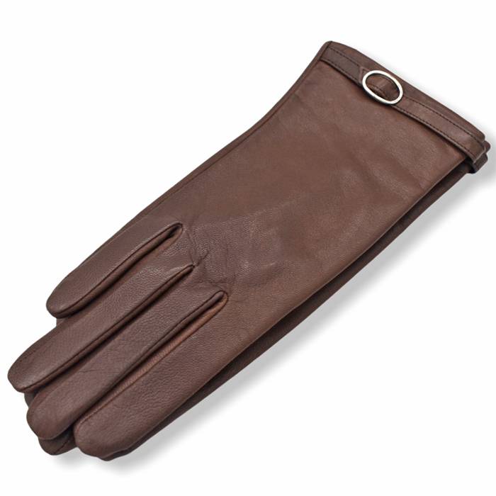 Δερμάτινα γυναικεία γάντια καφέ 20-13