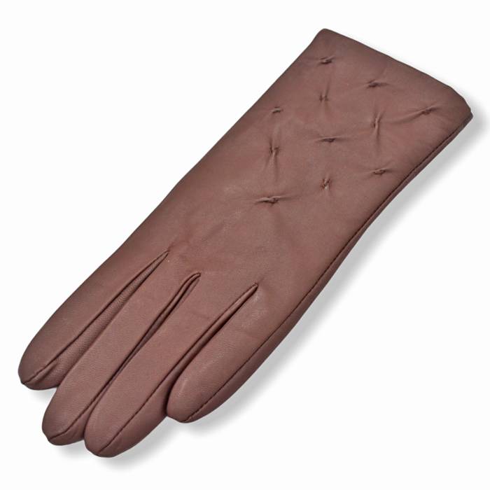 Δερμάτινα γυναικεία γάντια Καφέ Ανοιχτό 9031