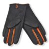 Δερμάτινα γυναικεία γάντια Μαύρο-Πορτοκαλί GR15