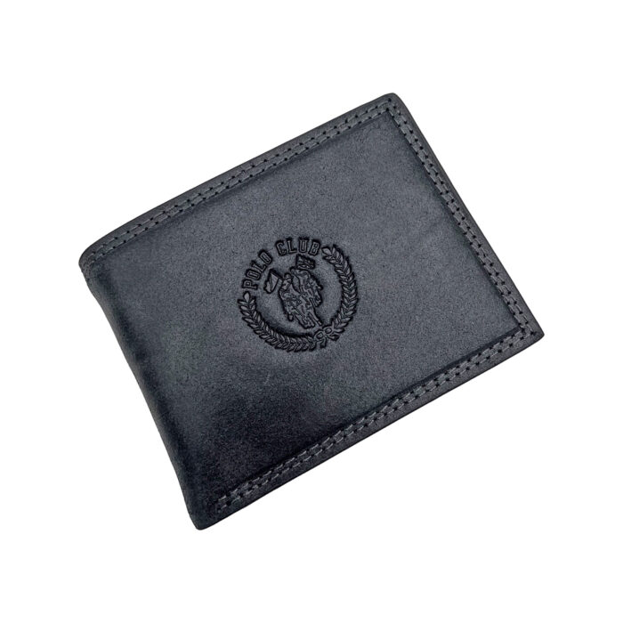 1725992 Δερμάτινο Μαύρο ανδρικό πορτοφόλι - Polo Club