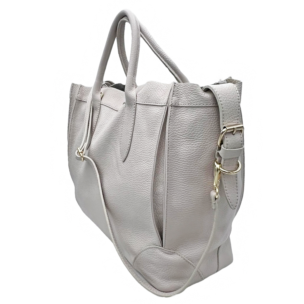 4291-Δερμάτινη τσάντα χειρός εκρού-Savil