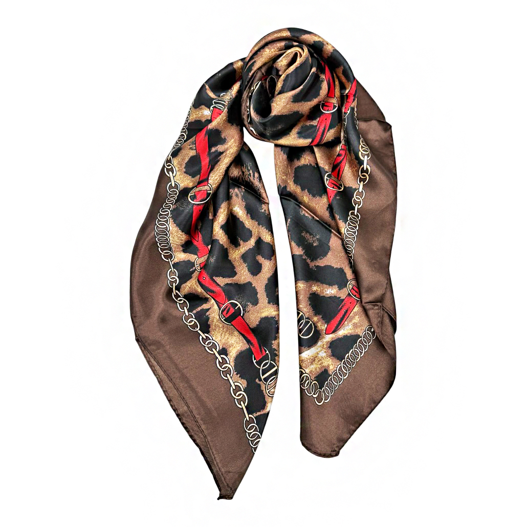 1501 Φουλάρι Συνθετικό Animal Print Λεοπάρ Savil