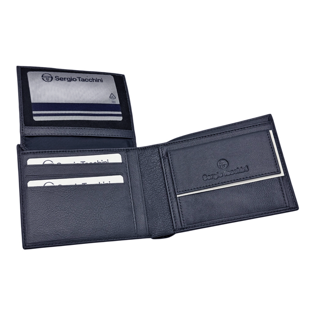 50066PO29 Δερμάτινο Ανδρικό Πορτοφόλι Μπλε-Sergio Tacchini
