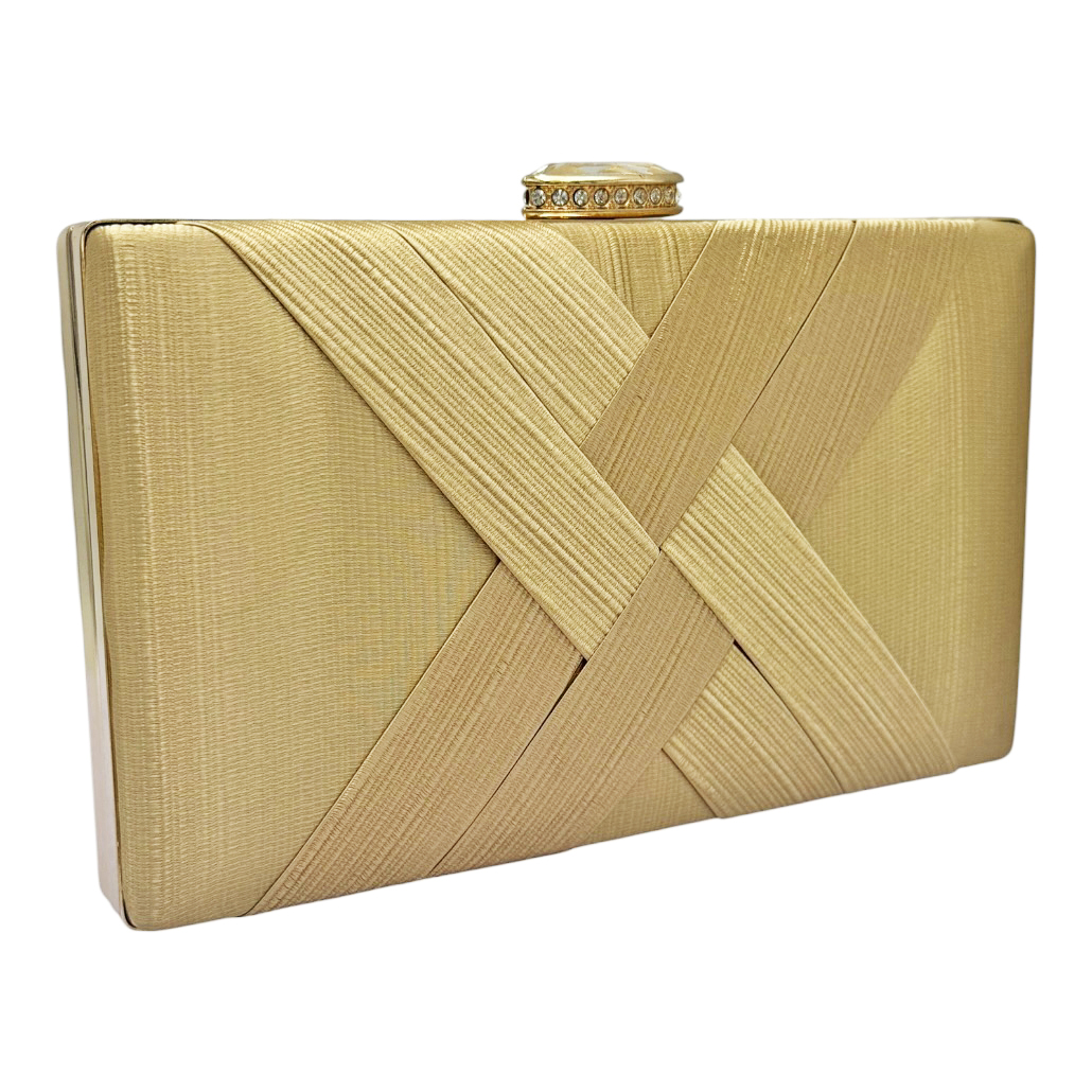 11-2601-Clutch με Πλέξη Χρυσό-Savil