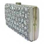13-2609 Ασημί Βραδινό Clutch με Κρυστάλλινες Πέτρες Savil