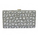 13-2609 Ασημί Βραδινό Clutch με Κρυστάλλινες Πέτρες Savil
