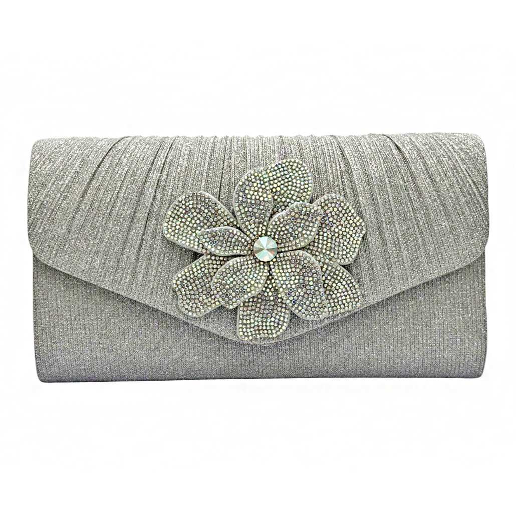 9-2610 Βραδινό Clutch με Πλισέ Σχέδιο και Ροζέτα Savil