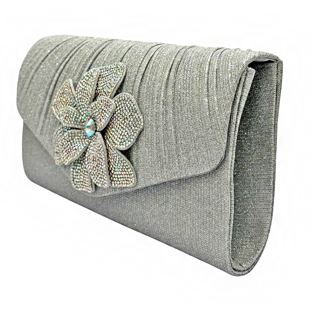 9-2610 Βραδινό Clutch με Πλισέ Σχέδιο και Ροζέτα Savil