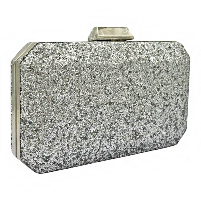 10-2603 Βραδινή Τσάντα με Ασημί Glitter Savil