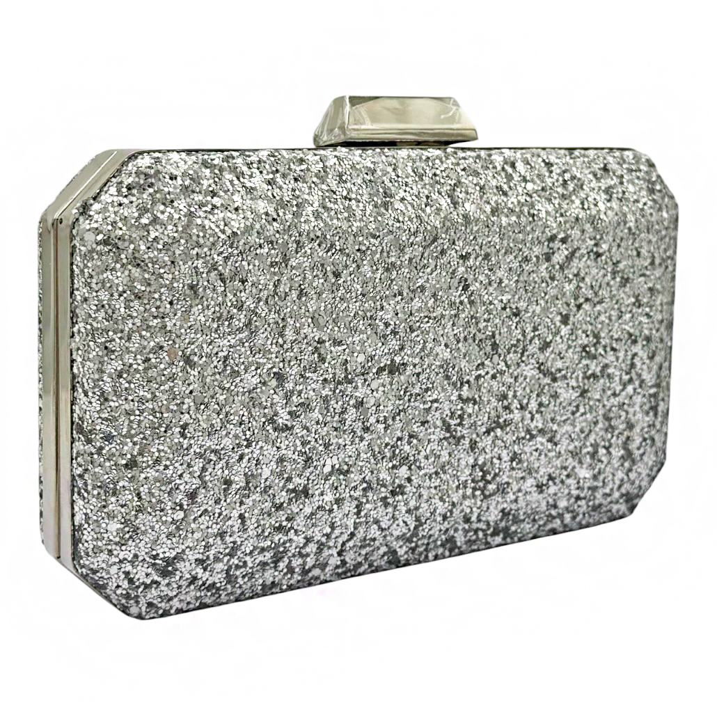 10-2603 Βραδινή Τσάντα με Ασημί Glitter Savil