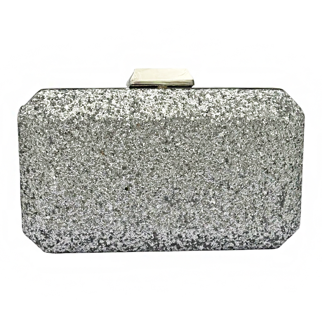 10-2603 Βραδινή Τσάντα με Ασημί Glitter Savil
