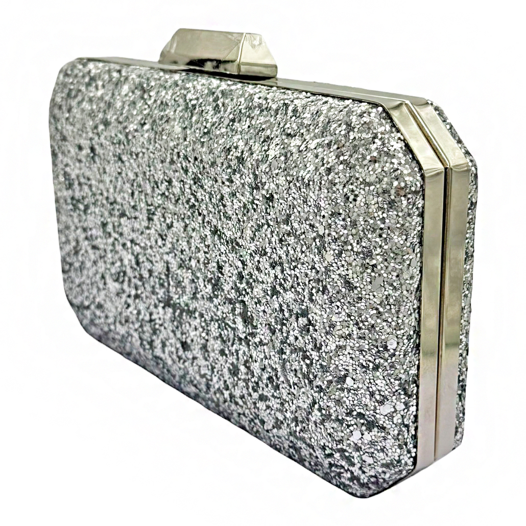 10-2603 Βραδινή Τσάντα με Ασημί Glitter Savil