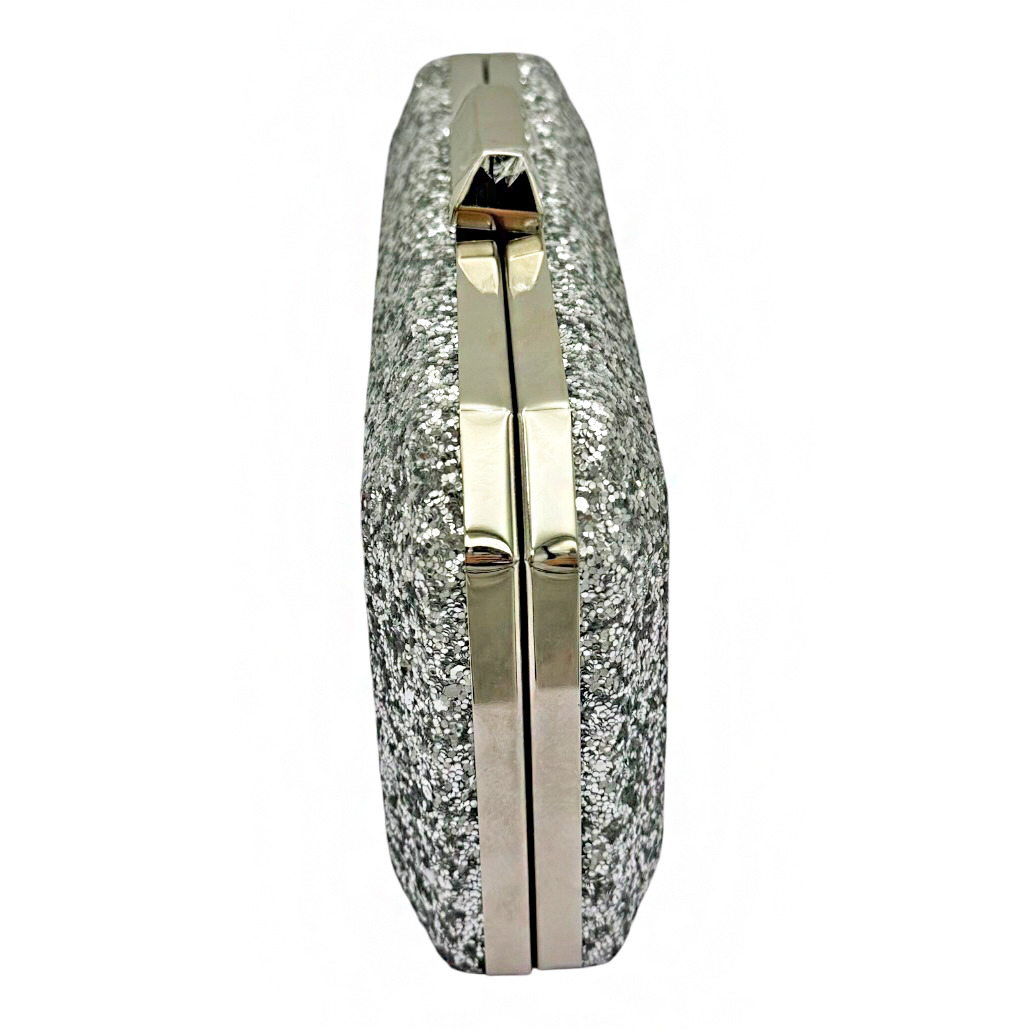 10-2603 Βραδινή Τσάντα με Ασημί Glitter Savil