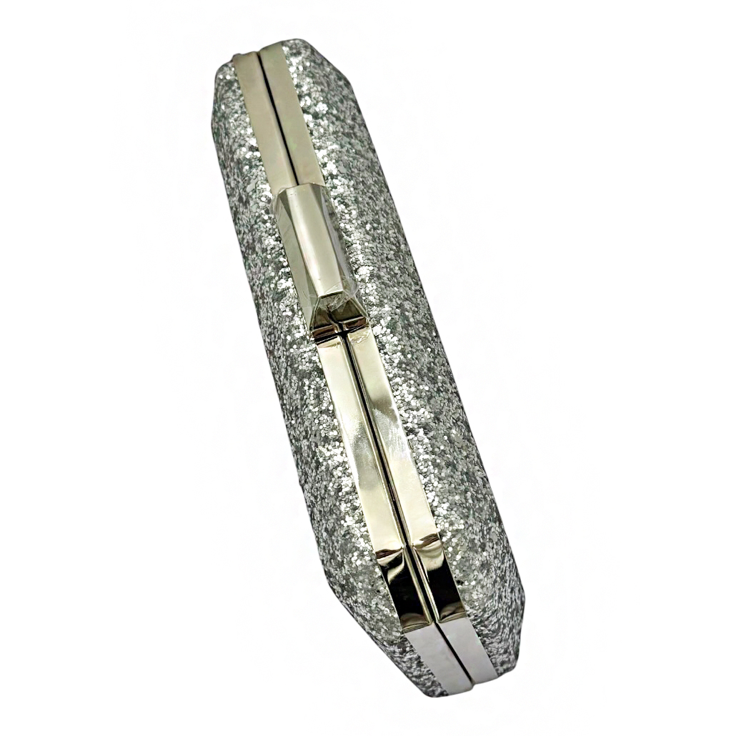 10-2603 Βραδινή Τσάντα με Ασημί Glitter Savil