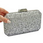 10-2603 Βραδινή Τσάντα με Ασημί Glitter Savil