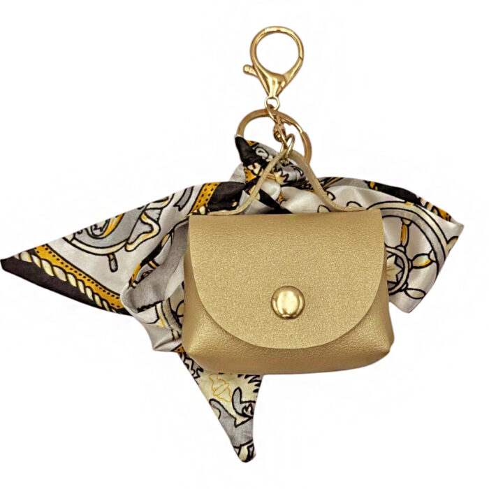 9-05 Mini Leather Bag Charm with Scarf Savil