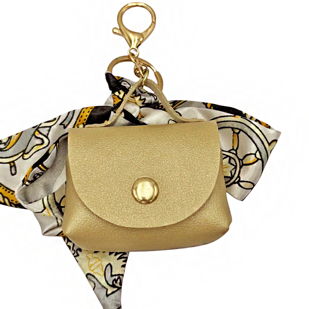 9-05 Mini Leather Bag Charm with Scarf Savil