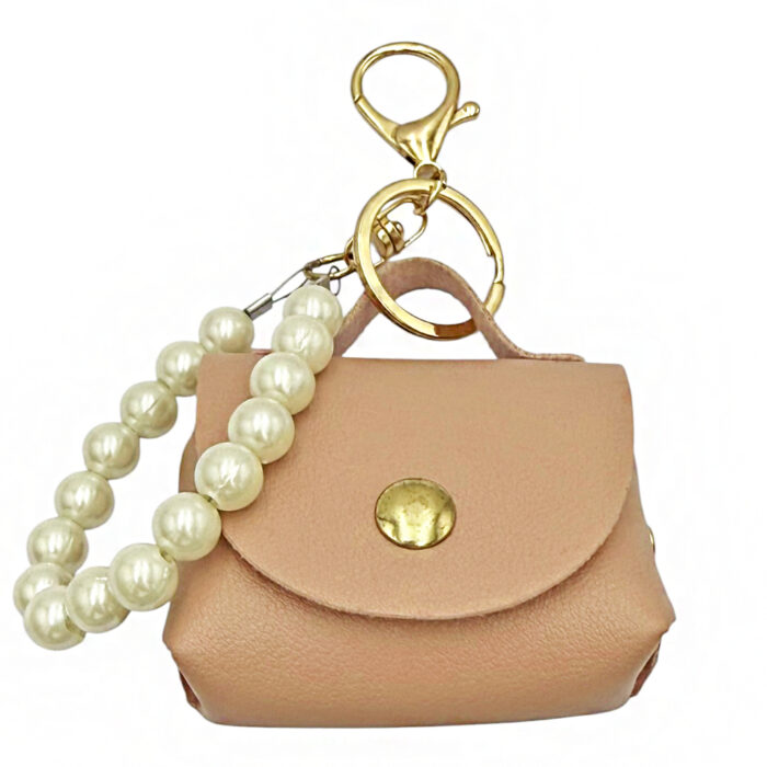 9-04 Mini Leather Bag Charm with Pearls Savil