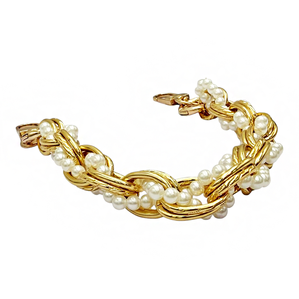 3-2621 Gold Chain & Pearl Bag Strap Savil