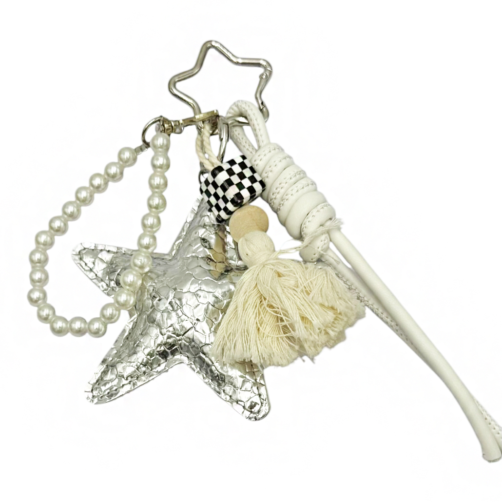 4-2612 Silver Star Multi-Charm Bag Accessory Savil